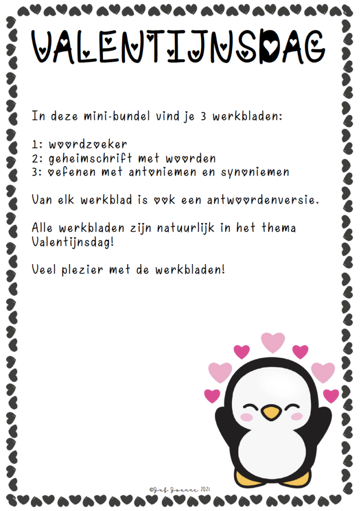 werkbladen Valentijnsdag
